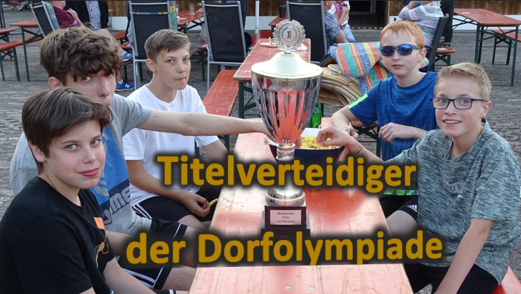 Die Überraschungssieger des letzten Jahres „Der Riese und die vier Zwerge“ (Fabian, Jakob, Drystan, Lennard und Luke) 